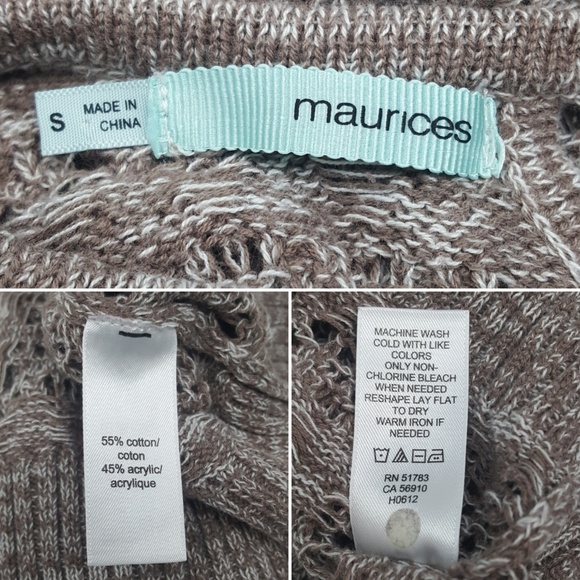 Maurices Marled Brown Keyhole Back Crop Sweater S - Picture 6 of 6